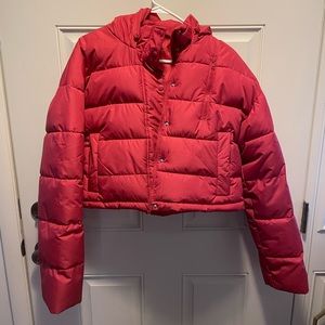 PacSun LA Hearts Pink Cropped Puffer Jacket M/L